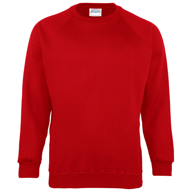 Red - Front - Maddins Mens Coloursure Plain Crew Neck Sweatshirt