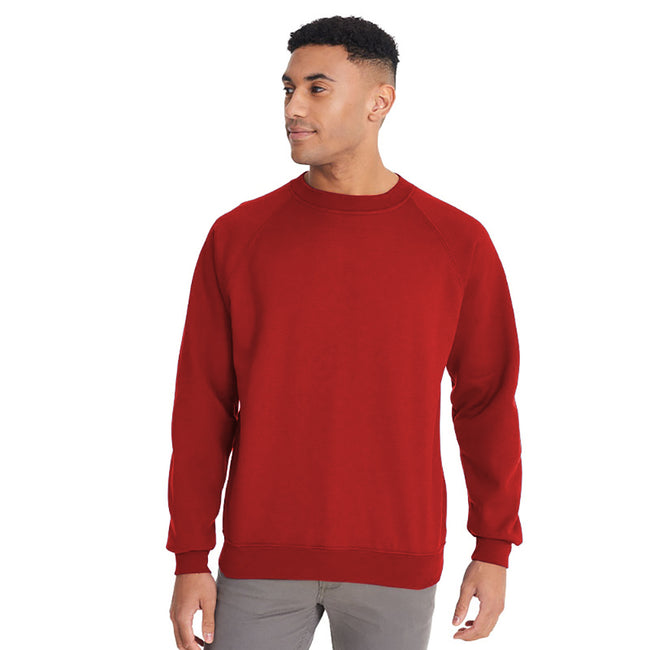 Red - Back - Maddins Mens Coloursure Plain Crew Neck Sweatshirt