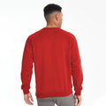Red - Side - Maddins Mens Coloursure Plain Crew Neck Sweatshirt