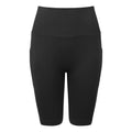 Black - Front - TriDri Womens-Ladies Ribbed Seamless 3D Cycling Shorts