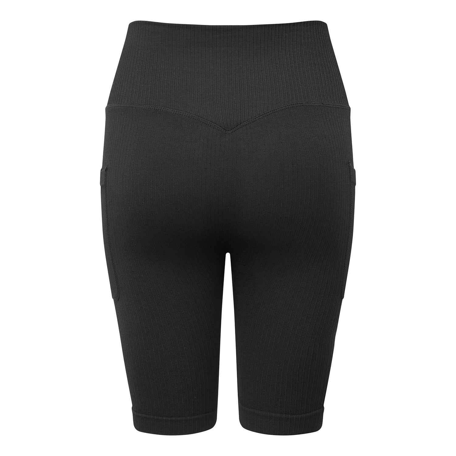 Black - Back - TriDri Womens-Ladies Ribbed Seamless 3D Cycling Shorts