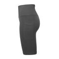 Charcoal - Side - TriDri Womens-Ladies Ribbed Seamless 3D Cycling Shorts