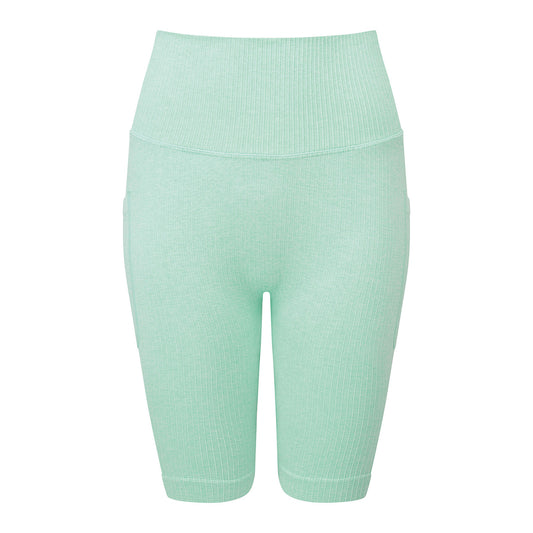 Peppermint - Front - TriDri Womens-Ladies Melange Melange Seamless 3D Cycling Shorts