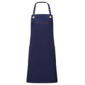 Navy-Camel - Front - Premier Unisex Adult Barley Sustainable Contrast Stitching Full Apron