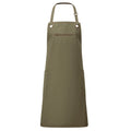 Olive-Chestnut - Front - Premier Unisex Adult Barley Sustainable Contrast Stitching Full Apron