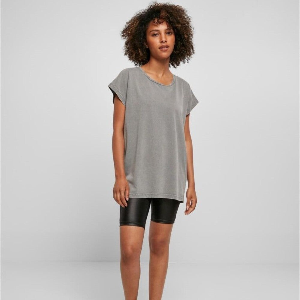 Asphalt - Back - Build Your Brand Womens-Ladies Acid Wash Extended Shoulder T-Shirt