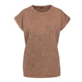 Dark Khaki - Front - Build Your Brand Womens-Ladies Acid Wash Extended Shoulder T-Shirt