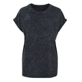 Black - Front - Build Your Brand Womens-Ladies Acid Wash Extended Shoulder T-Shirt