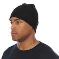 Black - Side - Beechfield Unisex Adult Merino Wool Beanie