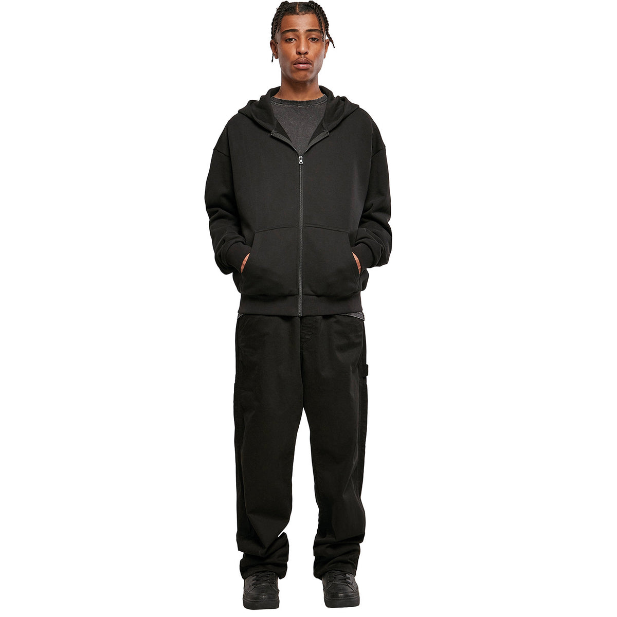 Black - Back - Build Your Brand Mens Ultra Heavyweight Full Zip Hoodie