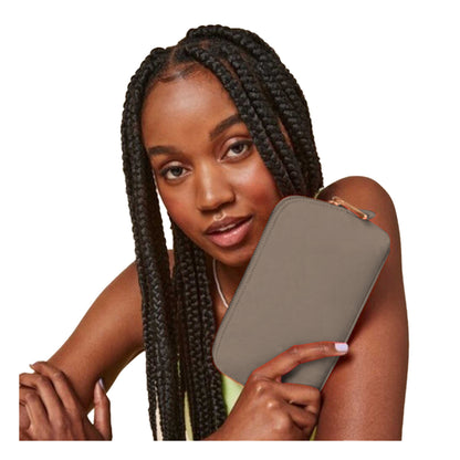 Taupe - Back - Bagbase Boutique Leather-Look PU Toiletry Bag