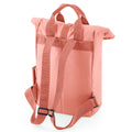 Blush Pink - Back - Bagbase Roll Top Recycled Twin Handle Backpack