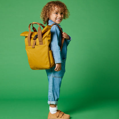 Mustard Yellow - Back - Bagbase Roll Top Recycled Twin Handle Backpack