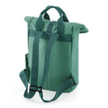 Sage Green - Back - Bagbase Roll Top Recycled Twin Handle Backpack