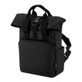 Black - Front - Bagbase Roll Top Recycled Twin Handle Backpack