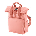 Blush Pink - Front - Bagbase Roll Top Recycled Twin Handle Backpack
