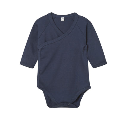 Nautical Navy - Front - Babybugz Baby Kimono Long-Sleeved Bodysuit