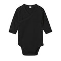 Black - Front - Babybugz Baby Kimono Long-Sleeved Bodysuit