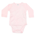 Powder Pink - Front - Babybugz Baby Kimono Long-Sleeved Bodysuit