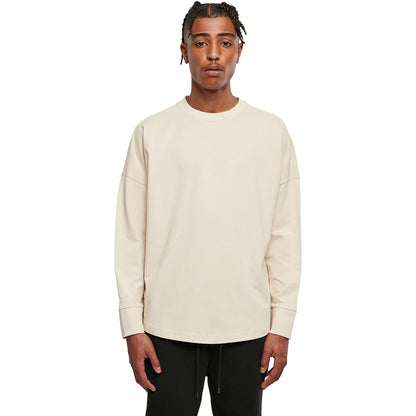 Sand - Back - Build Your Brand Mens Cut-On Oversized Long-Sleeved T-Shirt