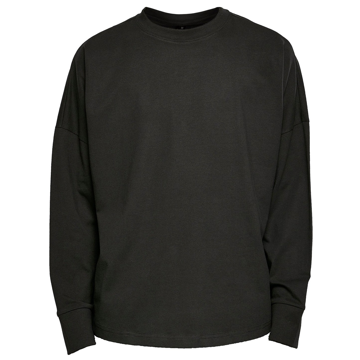 Black - Front - Build Your Brand Mens Cut-On Oversized Long-Sleeved T-Shirt
