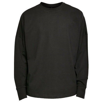 Black - Front - Build Your Brand Mens Cut-On Oversized Long-Sleeved T-Shirt