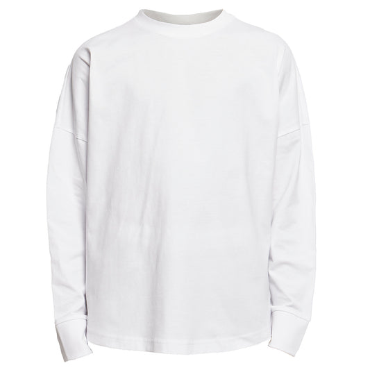 White - Front - Build Your Brand Mens Cut-On Oversized Long-Sleeved T-Shirt