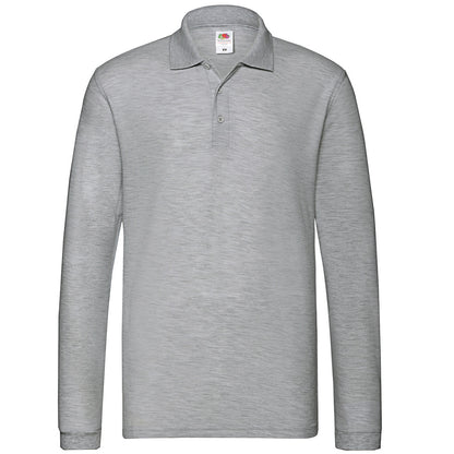 Athletic Heather - Front - Fruit of the Loom Mens Premium Long-Sleeved Polo Shirt