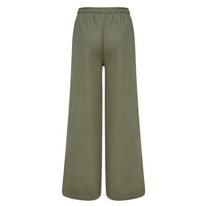 Khaki - Lifestyle - Skinni Fit Womens-Ladies Sustainable Wide Leg Jogging Bottoms