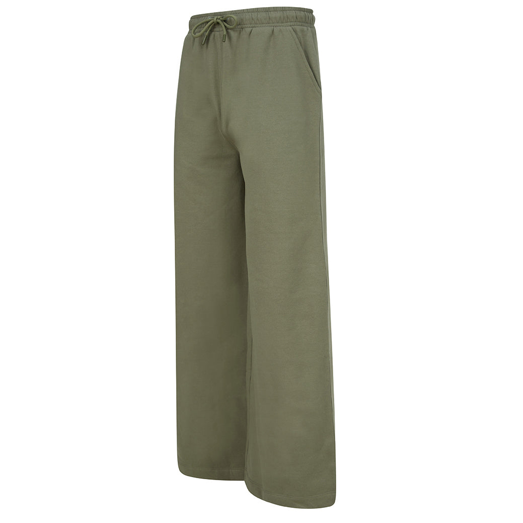 Khaki - Pack Shot - Skinni Fit Womens-Ladies Sustainable Wide Leg Jogging Bottoms
