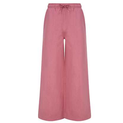 Dusky Pink - Front - Skinni Fit Womens-Ladies Sustainable Wide Leg Jogging Bottoms