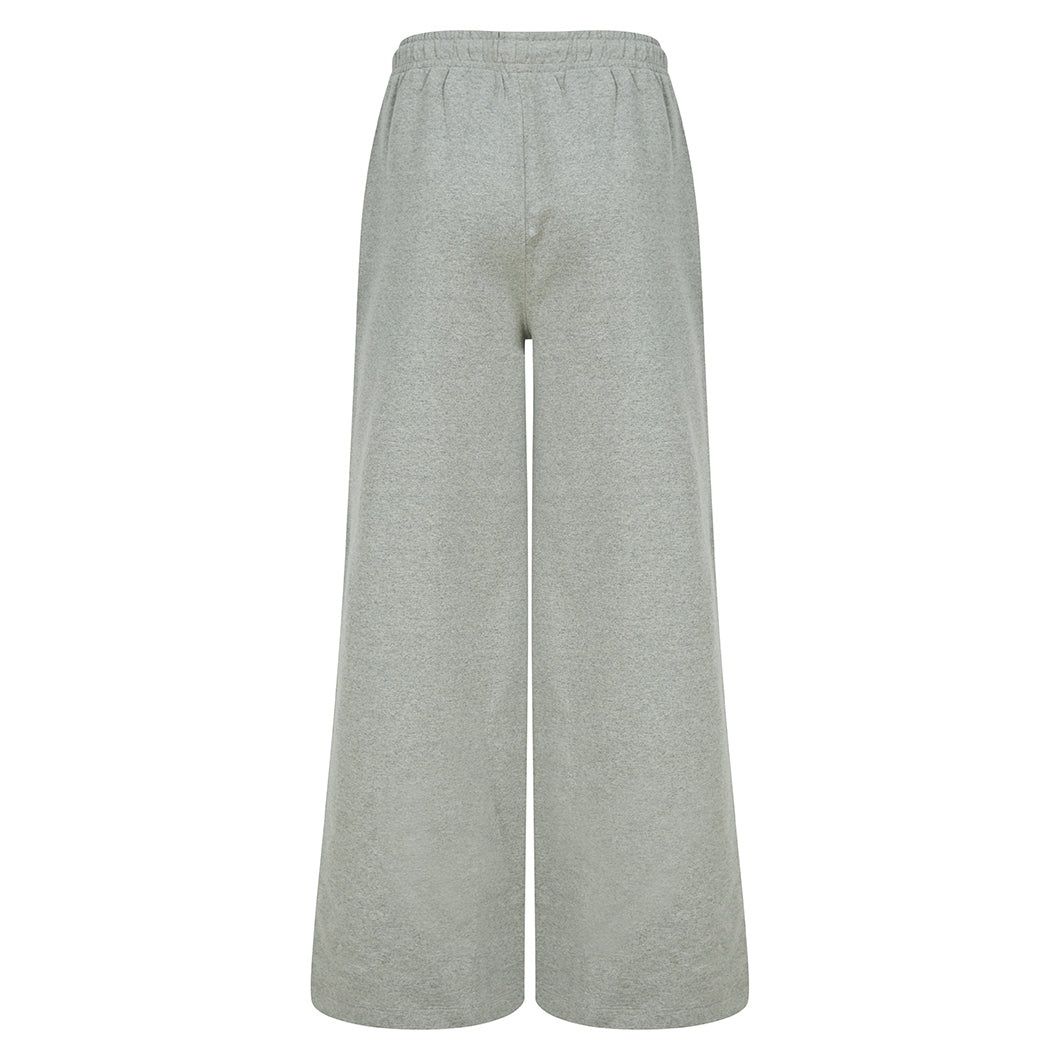 Heather Grey - Back - Skinni Fit Womens-Ladies Sustainable Wide Leg Jogging Bottoms