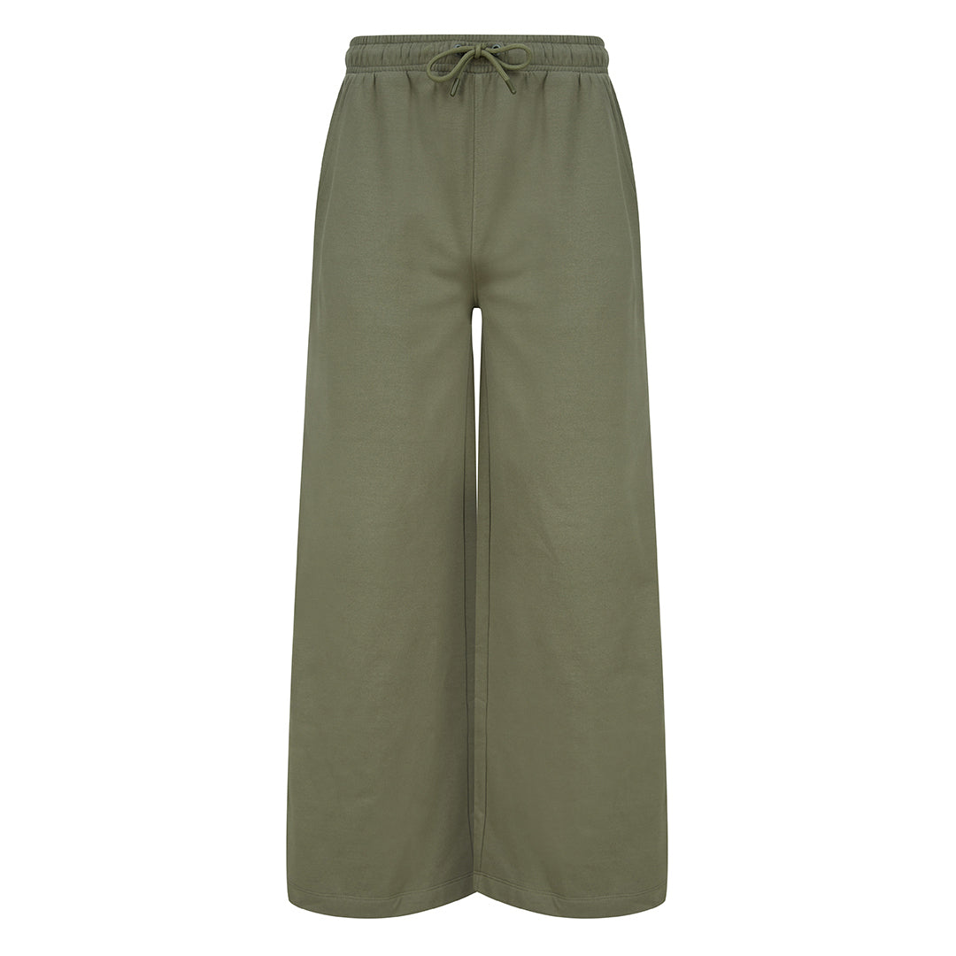 Khaki - Front - Skinni Fit Womens-Ladies Sustainable Wide Leg Jogging Bottoms