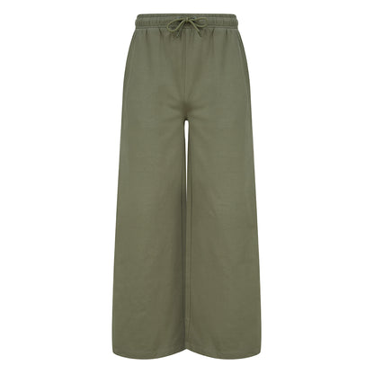 Khaki - Front - Skinni Fit Womens-Ladies Sustainable Wide Leg Jogging Bottoms