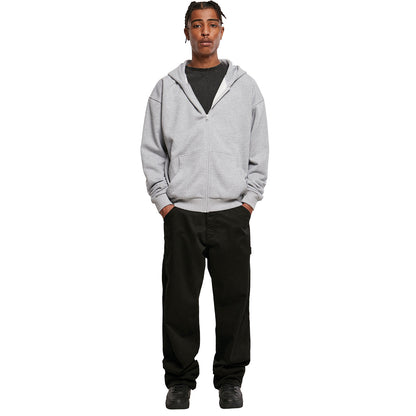 Heather Grey - Back - Build Your Brand Mens Ultra Heavyweight Full Zip Hoodie