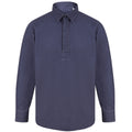 Washed Navy - Front - Front Row Mens Pull Over Cotton Drill Shirt