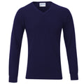 Navy - Front - Maddins Mens 14 Gauge V Neck Fully Fashioned Jumper - Sweatshirt
