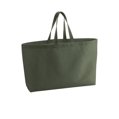 Olive Green - Front - Westford Mill Canvas Oversized Tote Bag