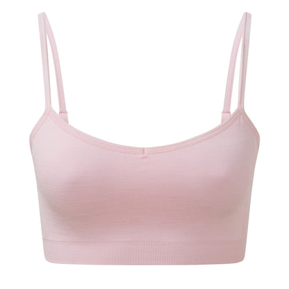 Light Pink - Front - TriDri Womens-Ladies Melange Seamless 3D Sports Bra