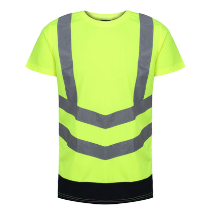 Yellow-Navy - Front - Regatta Mens Pro Hi-Vis Short-Sleeved T-Shirt
