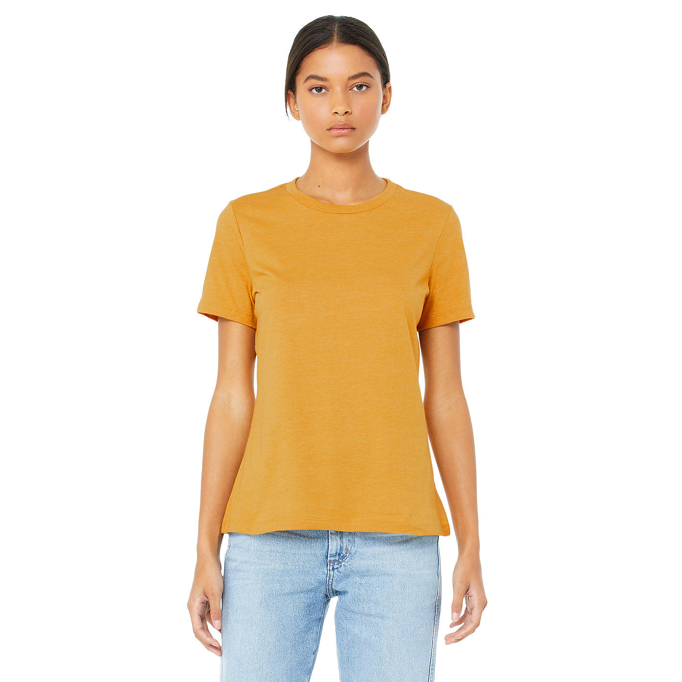 Heather Mustard - Back - Bella + Canvas Womens-Ladies Heather T-Shirt