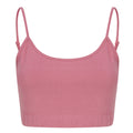 Dusky Pink - Front - Skinni Fit Womens-Ladies Fashion Sustainable Adjustable Strap Crop Top