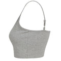 Heather Grey - Side - Skinni Fit Womens-Ladies Fashion Sustainable Adjustable Strap Crop Top
