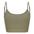 Khaki - Front - Skinni Fit Womens-Ladies Fashion Sustainable Adjustable Strap Crop Top
