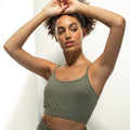 Khaki - Back - Skinni Fit Womens-Ladies Fashion Sustainable Adjustable Strap Crop Top