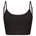 Black - Front - Skinni Fit Womens-Ladies Fashion Sustainable Adjustable Strap Crop Top