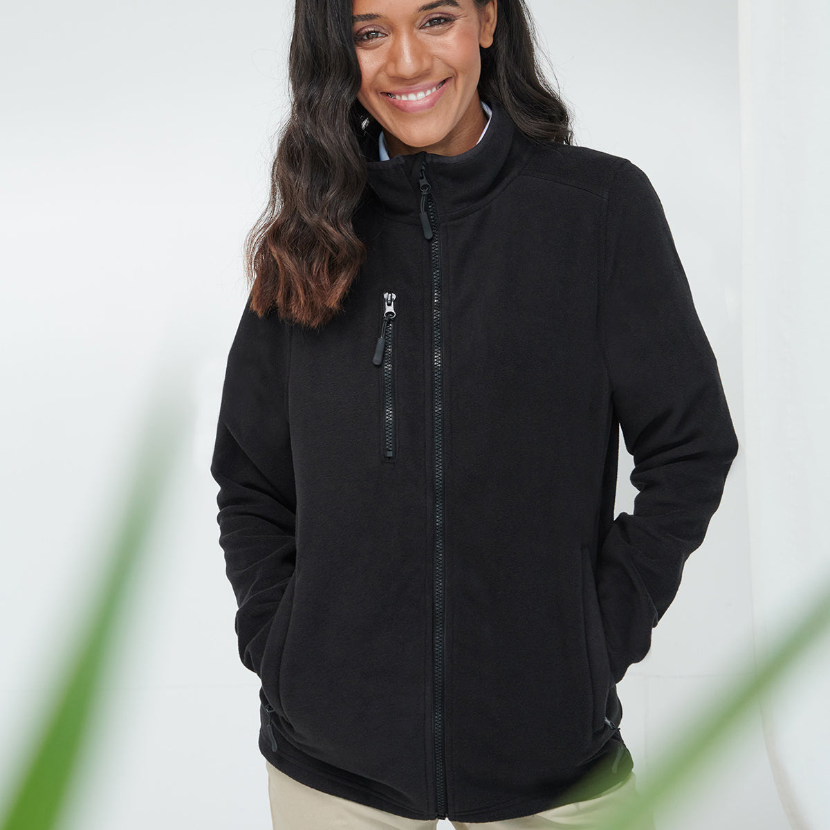 Black - Back - Henbury Unisex Adult Recycled Polyester Fleece Jacket