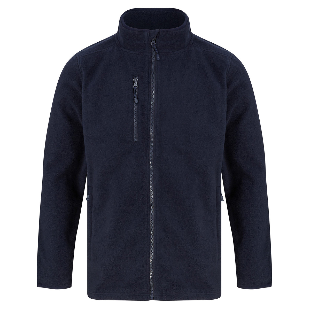 Navy - Front - Henbury Unisex Adult Recycled Polyester Fleece Jacket