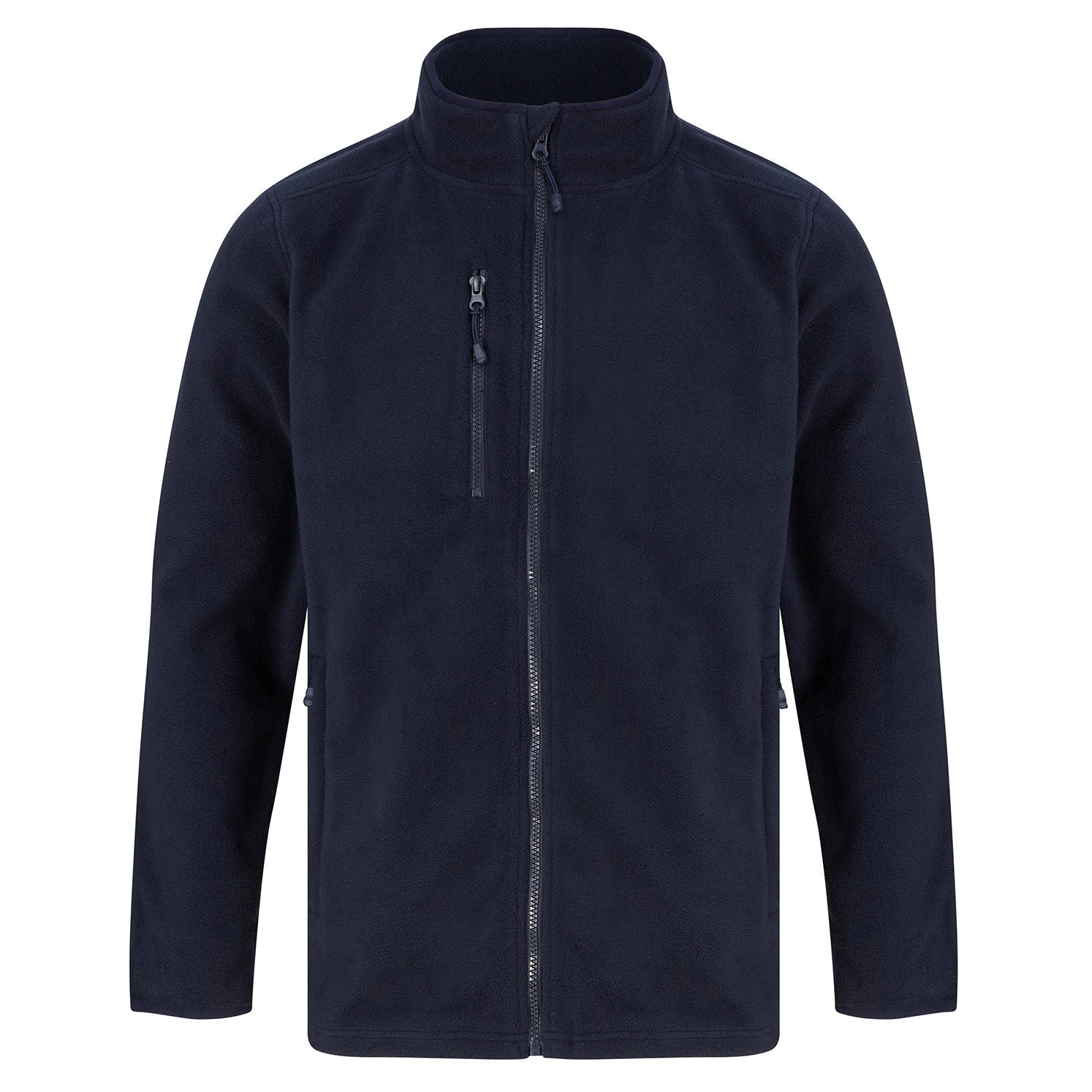 Navy - Front - Henbury Unisex Adult Recycled Polyester Fleece Jacket