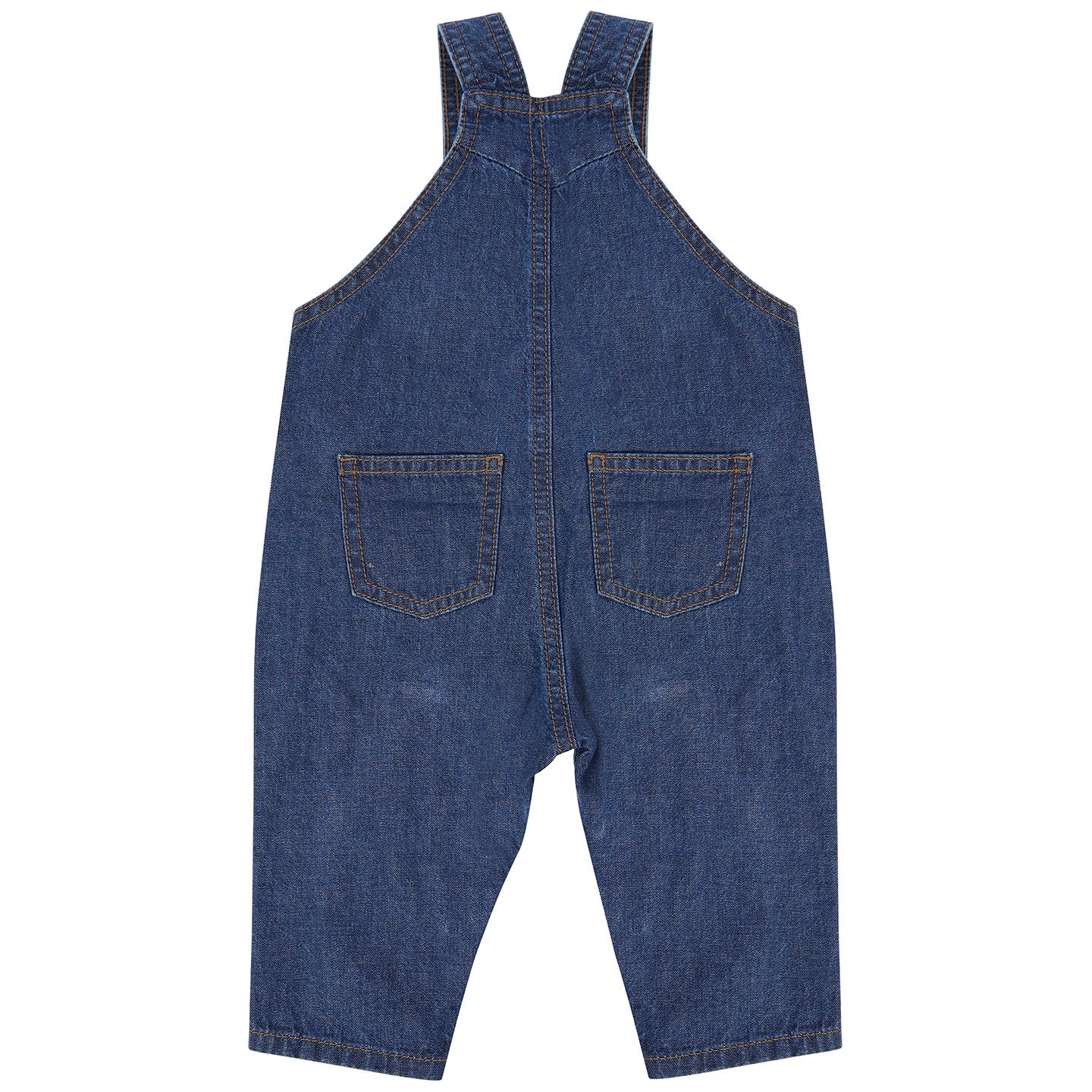 Blue - Pack Shot - Larkwood Baby Denim Dungarees